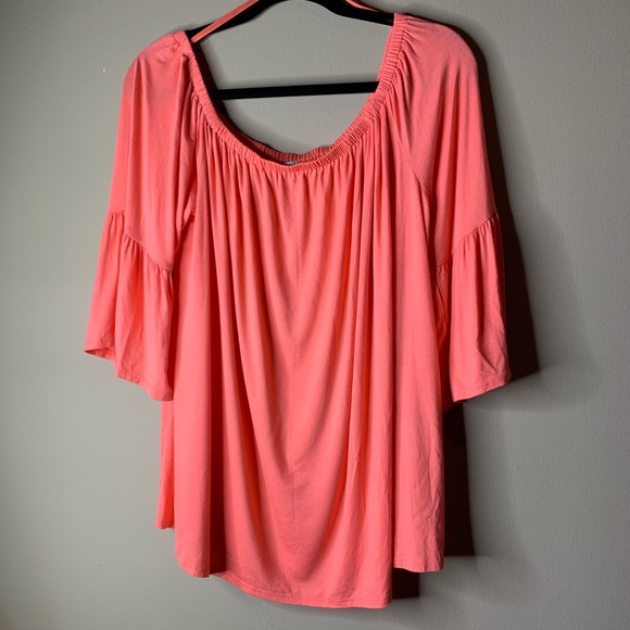 Green Envelope Tops - Green Envelope Peasant Top ruffled Sleeves 1X New